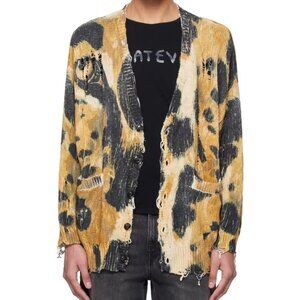 R13 Oversized Sweater Cardigan In Leopard